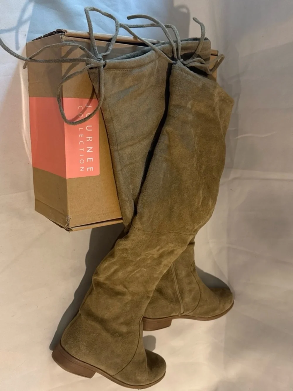 Journee Collection Jezebel Over-the-Knee Suede Wedge Boots with Box – Size 10